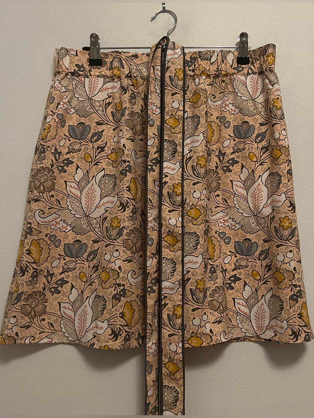 LOFT Floral A-Line Skirt in Blush Pink with Mustard Accents